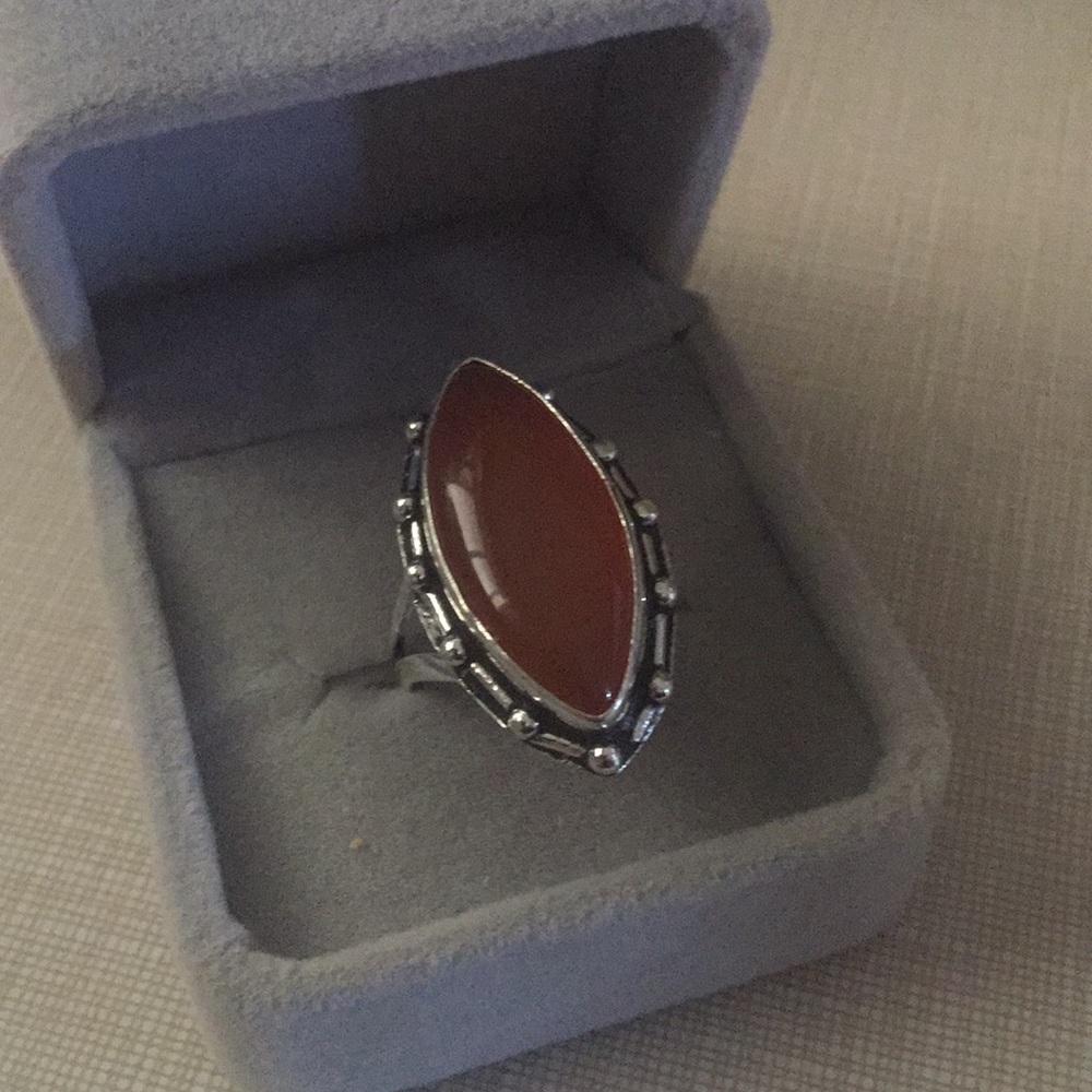 Beautiful carnelian gemstone artisan Ring